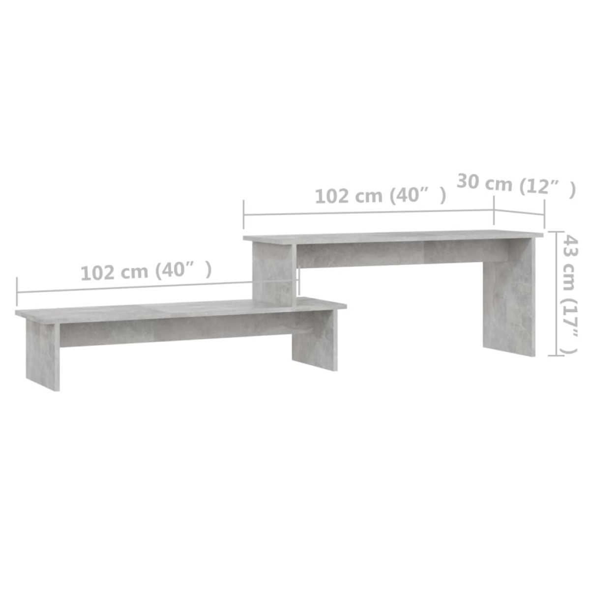 vidaXL Έπιπλο Τηλεόρασης Γκρι Σκυροδέματος 180x30x43 εκ. Μοριοσανίδα