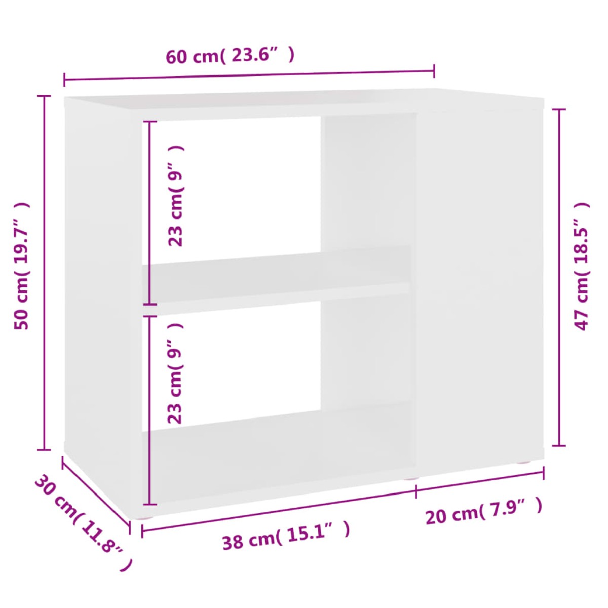 vidaXL Βοηθητικό Ντουλάπι Λευκό 60 x 30 x 50 εκ. από Μοριοσανίδα