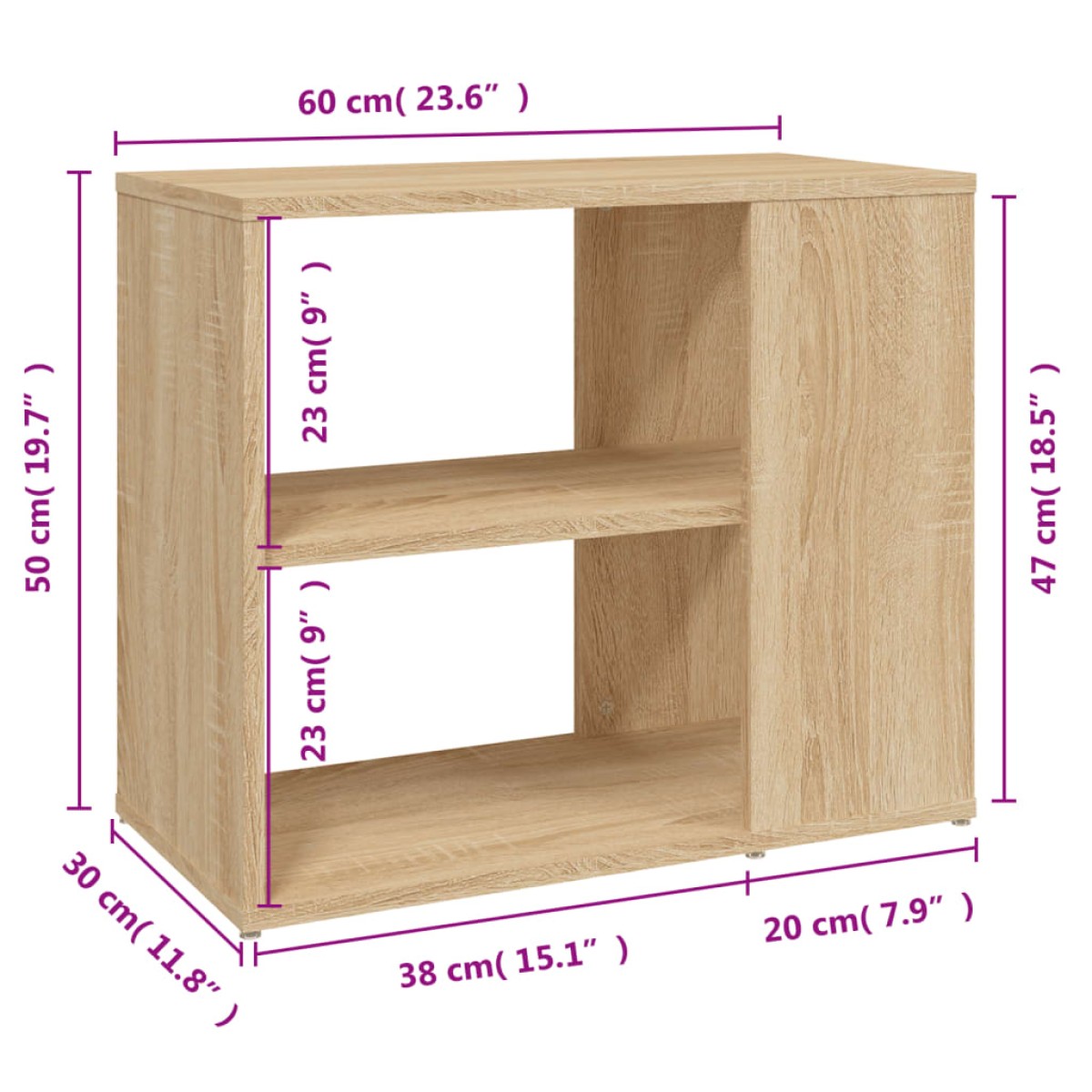 vidaXL Βοηθητικό Ντουλάπι Sonoma Δρυς 60 x 30 x 50 εκ. από Μοριοσανίδα