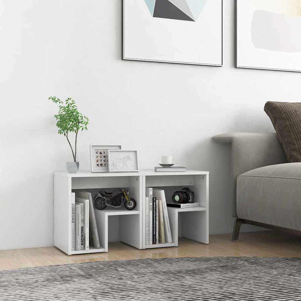 vidaXL Κομοδίνα 2 τεμ. Λευκά 40 x 30 x 40 εκ. από Μοριοσανίδα