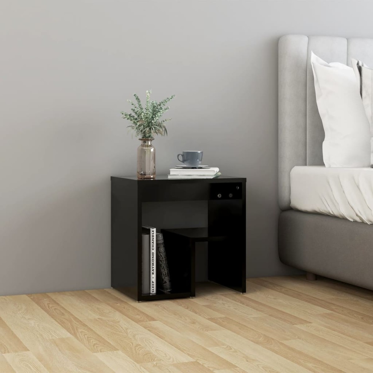 vidaXL Κομοδίνα 2 τεμ. Μαύρα 40 x 30 x 40 εκ. από Μοριοσανίδα