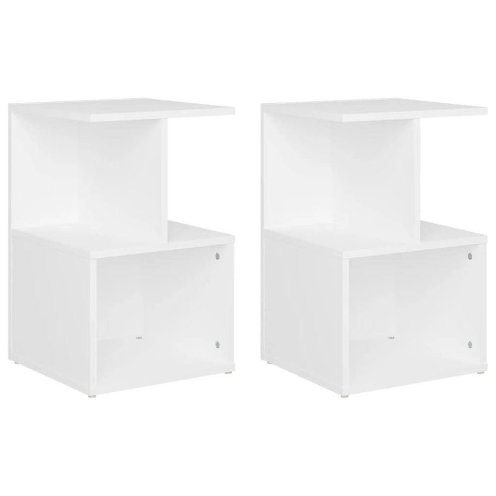 vidaXL Κομοδίνα 2 τεμ. Λευκά 35 x 35 x 55 εκ. από Επεξ. Ξύλο