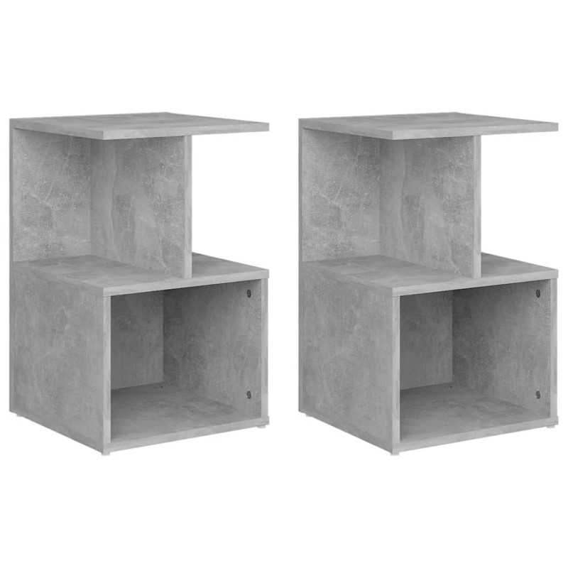 vidaXL Κομοδίνα 2 τεμ. Γκρι Σκυροδέματος 35x35x55 εκ. από Επεξ. Ξύλο