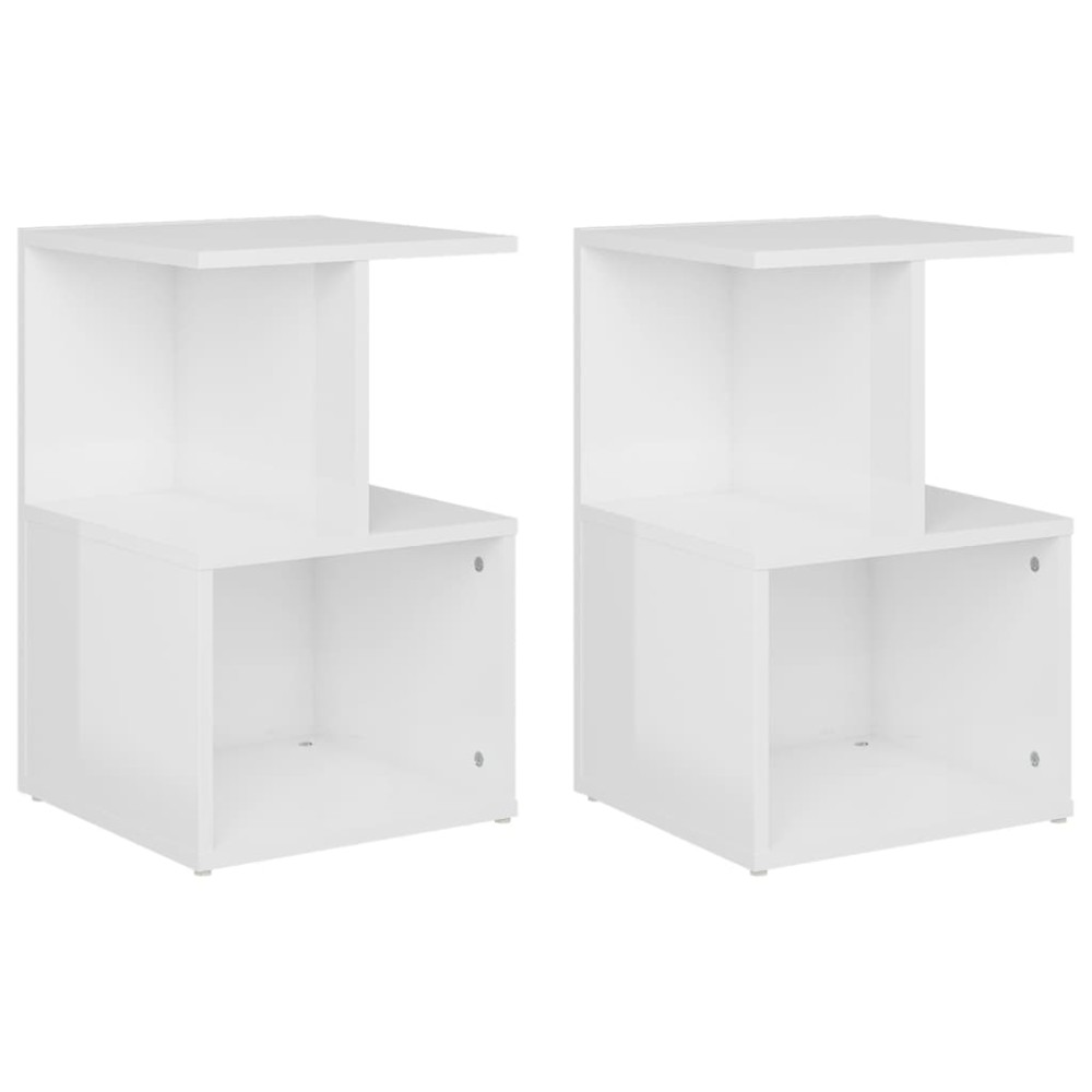 vidaXL Κομοδίνα 2 τεμ. Γυαλιστερό Λευκό 35x35x55 εκ. από Επεξ. Ξύλο