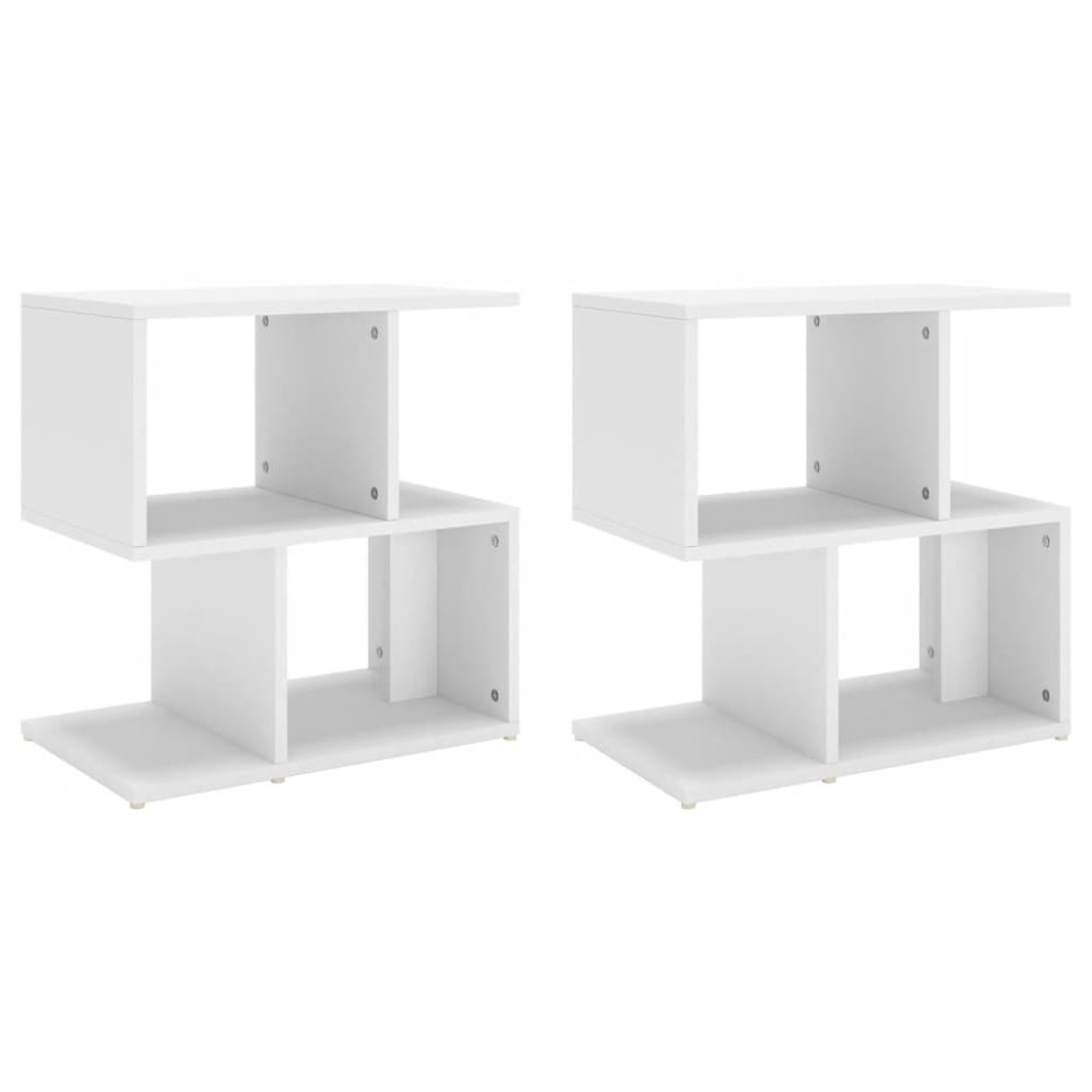 vidaXL Κομοδίνα 2 τεμ. Λευκά 50 x 30 x 51,5 εκ. από Επεξ. Ξύλο