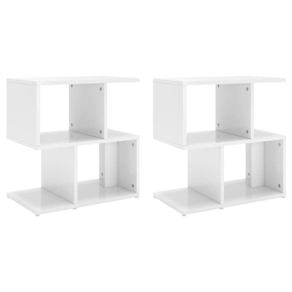 vidaXL Κομοδίνα 2 τεμ. Γυαλιστερό Λευκό 50x30x51,5 εκ. από Επεξ. Ξύλο