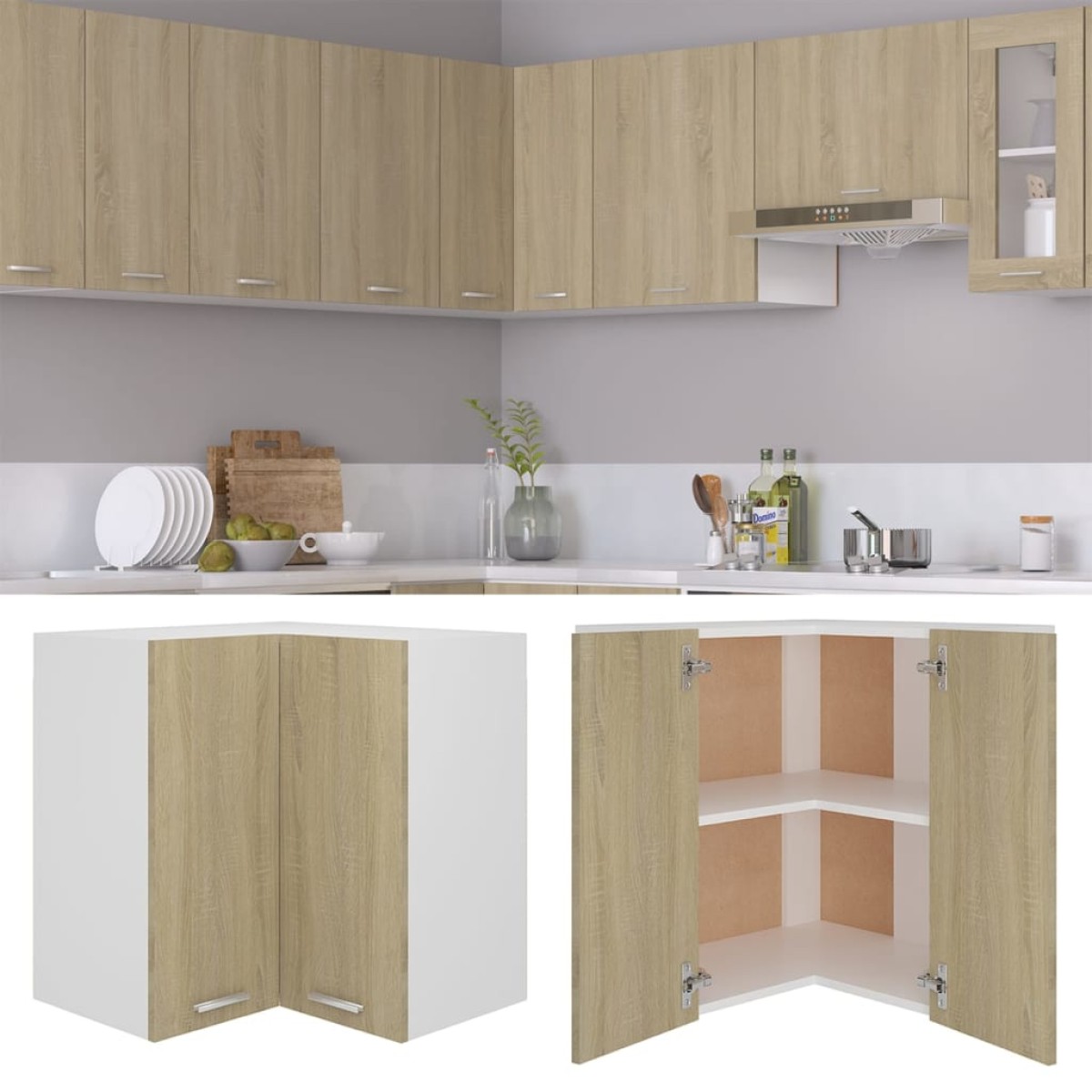 vidaXL Ντουλάπι Γωνία Κρεμαστό Sonoma Δρυς 57x57x60 εκ. Μοριοσανίδα