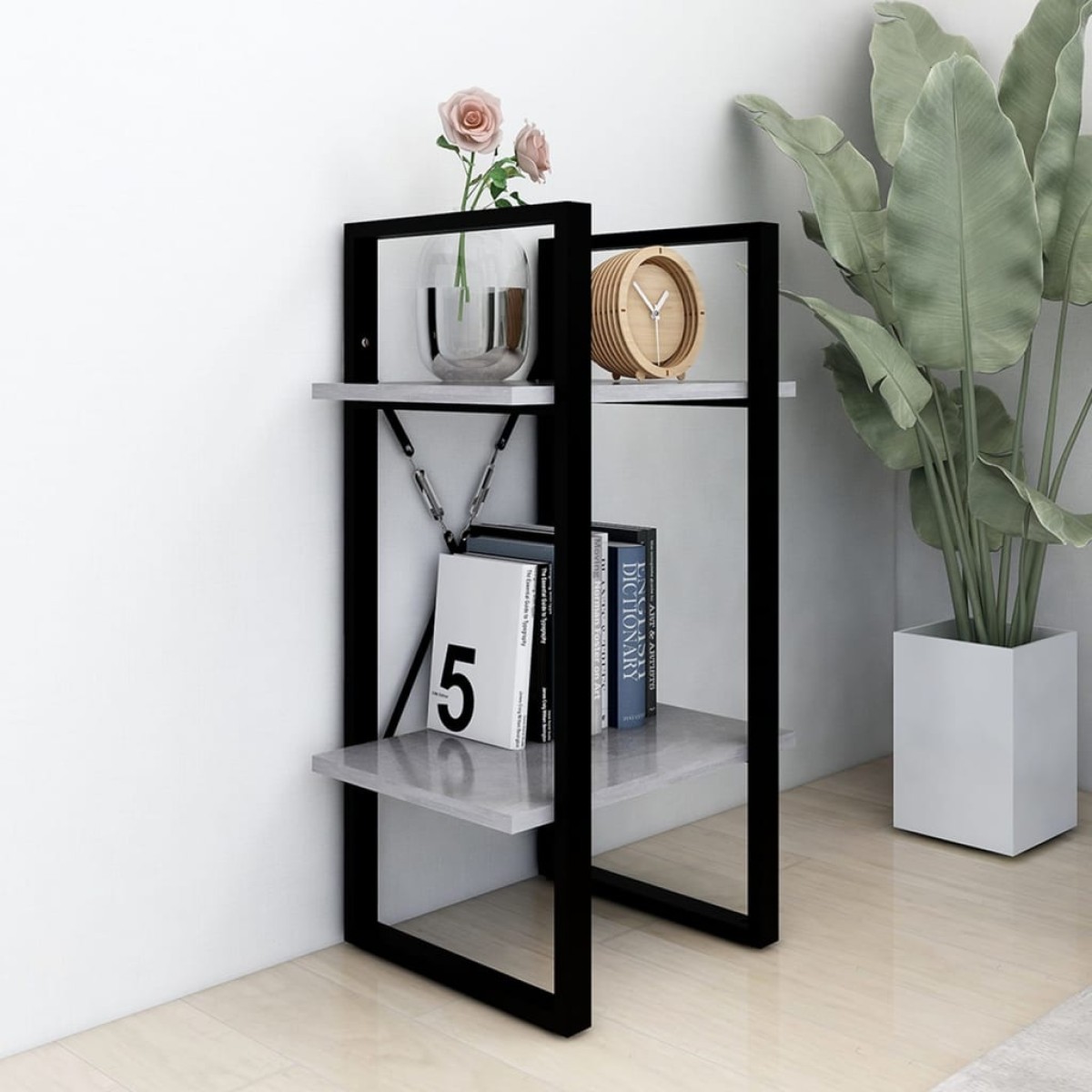 vidaXL Βιβλιοθήκη με 2 Ράφια Γκρι Σκυρ. 40 x 30 x 70 εκ. Μοριοσανίδα