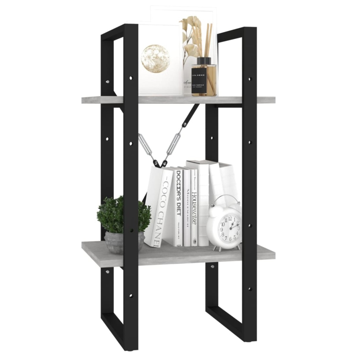 vidaXL Βιβλιοθήκη με 2 Ράφια Γκρι Σκυρ. 40 x 30 x 70 εκ. Μοριοσανίδα