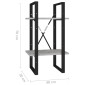 vidaXL Βιβλιοθήκη με 2 Ράφια Γκρι Σκυρ. 40 x 30 x 70 εκ. Μοριοσανίδα