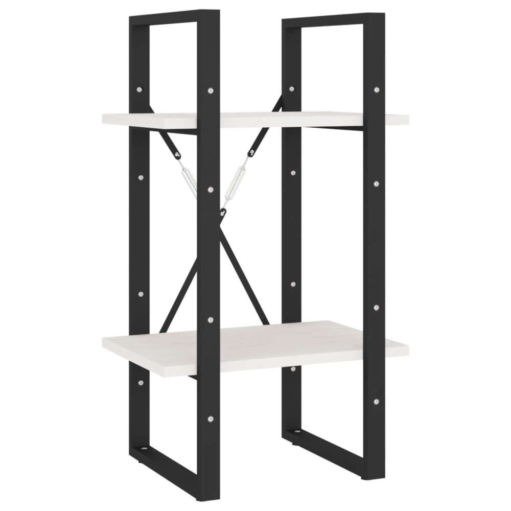 vidaXL Βιβλιοθήκη με 2 Ράφια Λευκή 40x30x70 εκ. από Μασίφ Ξύλο Πεύκου