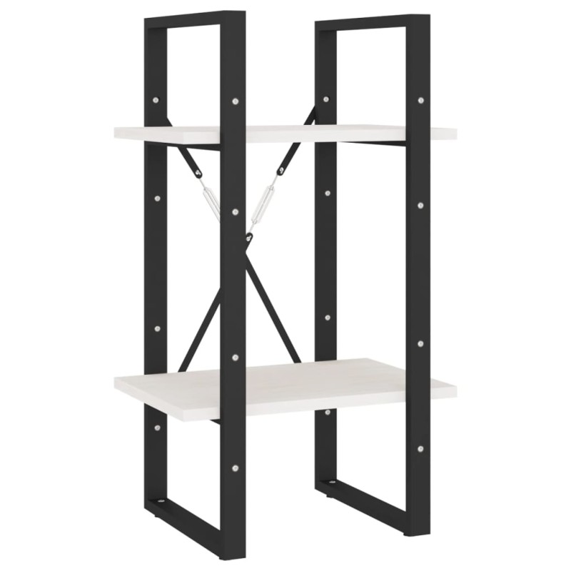 vidaXL Βιβλιοθήκη με 2 Ράφια Λευκή 40x30x70 εκ. από Μασίφ Ξύλο Πεύκου