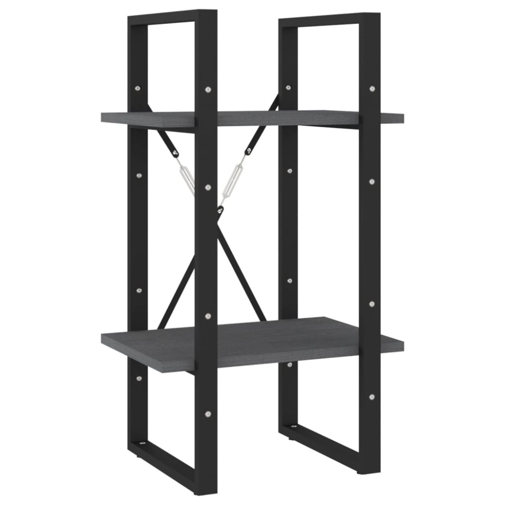 vidaXL Βιβλιοθήκη με 2 Ράφια Γκρι 40x30x70 εκ. από Μασίφ Ξύλο Πεύκου