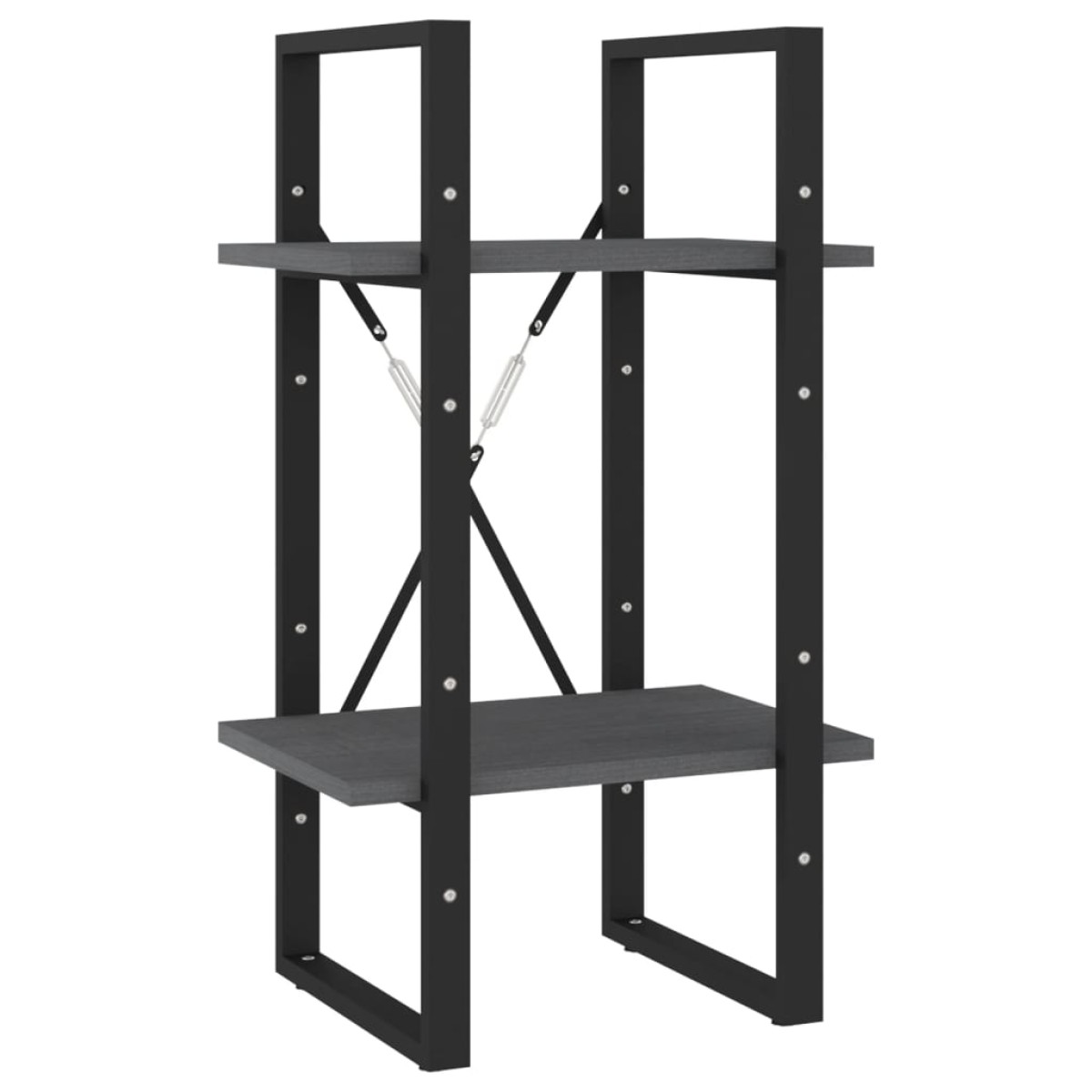 vidaXL Βιβλιοθήκη με 2 Ράφια Γκρι 40x30x70 εκ. από Μασίφ Ξύλο Πεύκου
