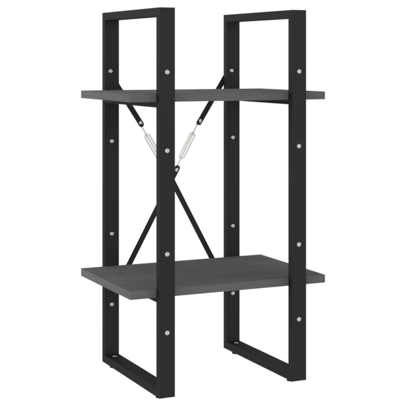 vidaXL Βιβλιοθήκη με 2 Ράφια Γκρι 40x30x70 εκ. από Μασίφ Ξύλο Πεύκου