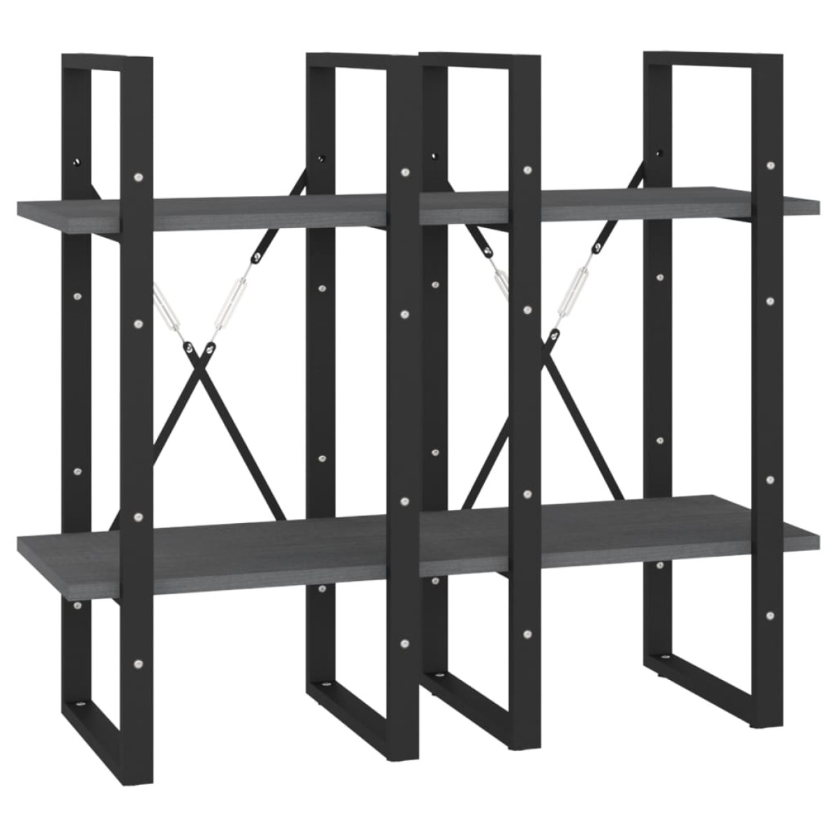 vidaXL Βιβλιοθήκη με 4 Ράφια Γκρι 40x30x140 εκ. από Μασίφ Ξύλο Πεύκου