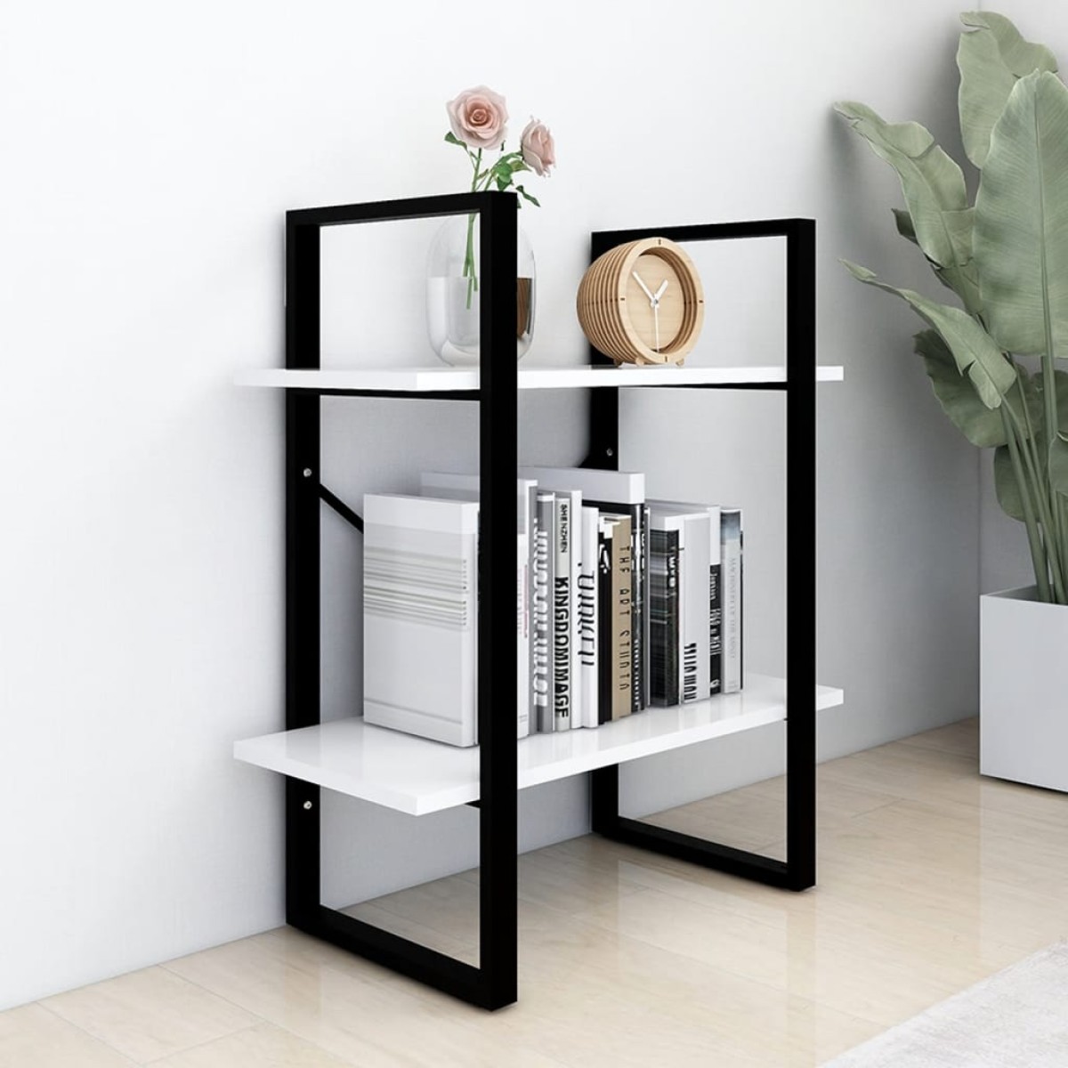 vidaXL Βιβλιοθήκη με 2 Ράφια Λευκή 60 x 30 x 70 εκ. από Μοριοσανίδα