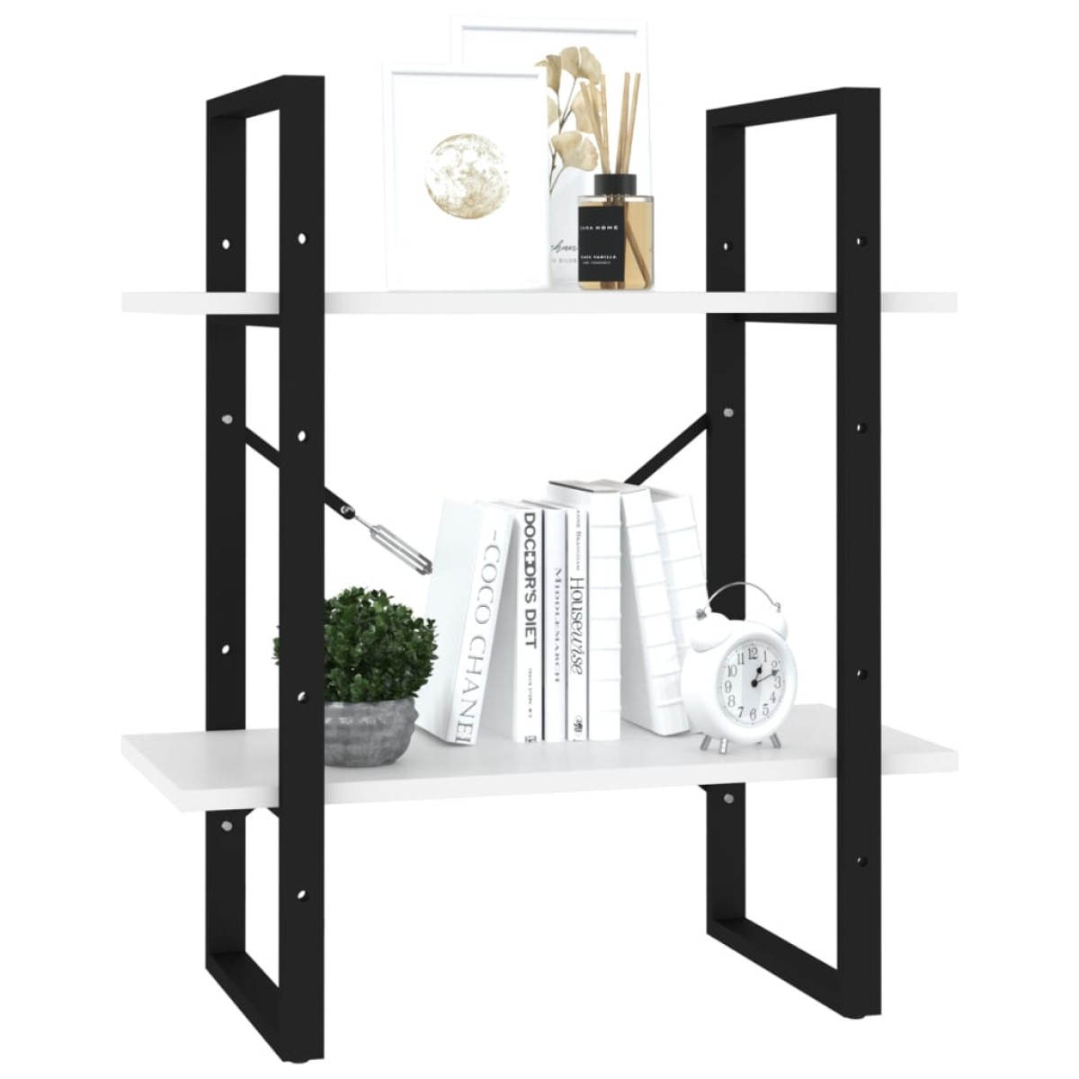 vidaXL Βιβλιοθήκη με 2 Ράφια Λευκή 60 x 30 x 70 εκ. από Μοριοσανίδα