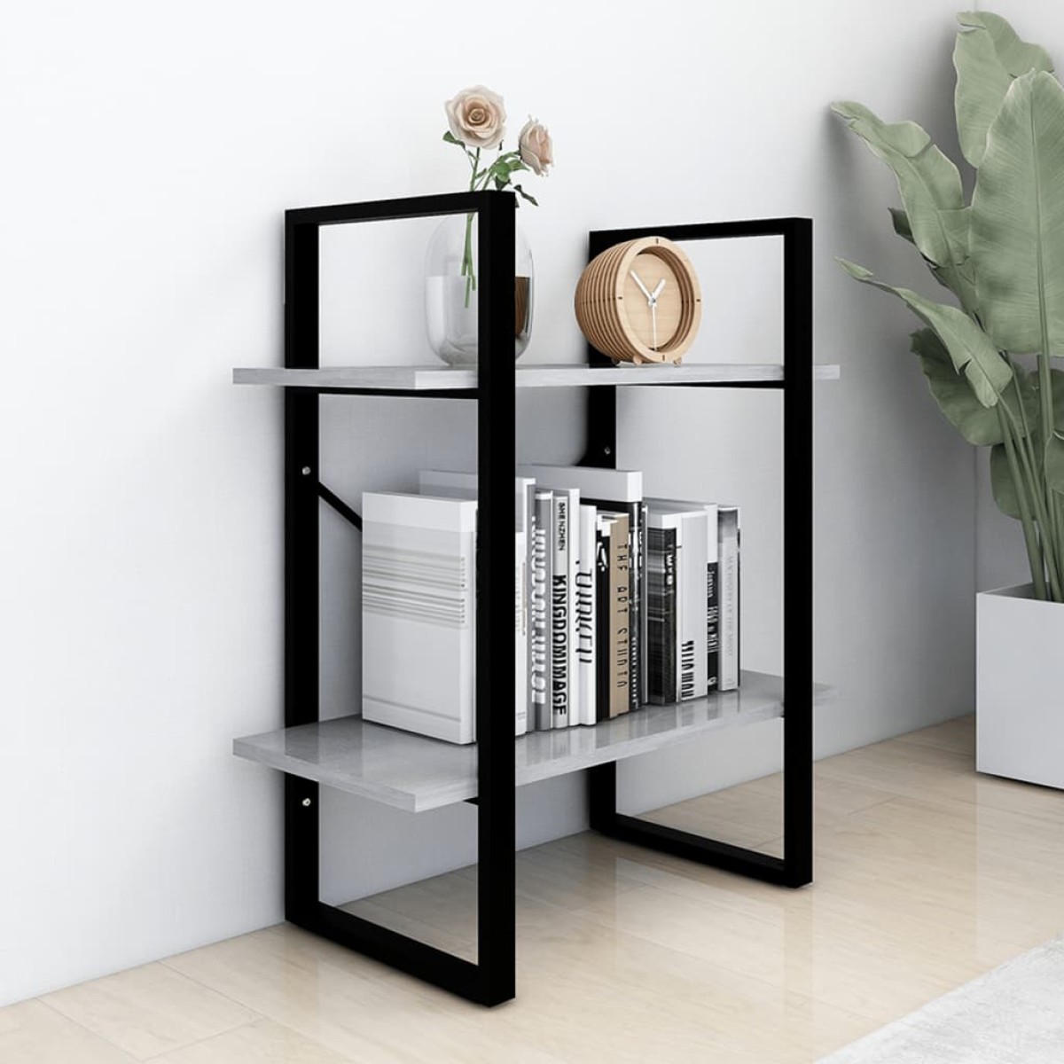 vidaXL Βιβλιοθήκη με 2 Ράφια Γκρι Σκυρ. 60 x 30 x 70 εκ. Μοριοσανίδα