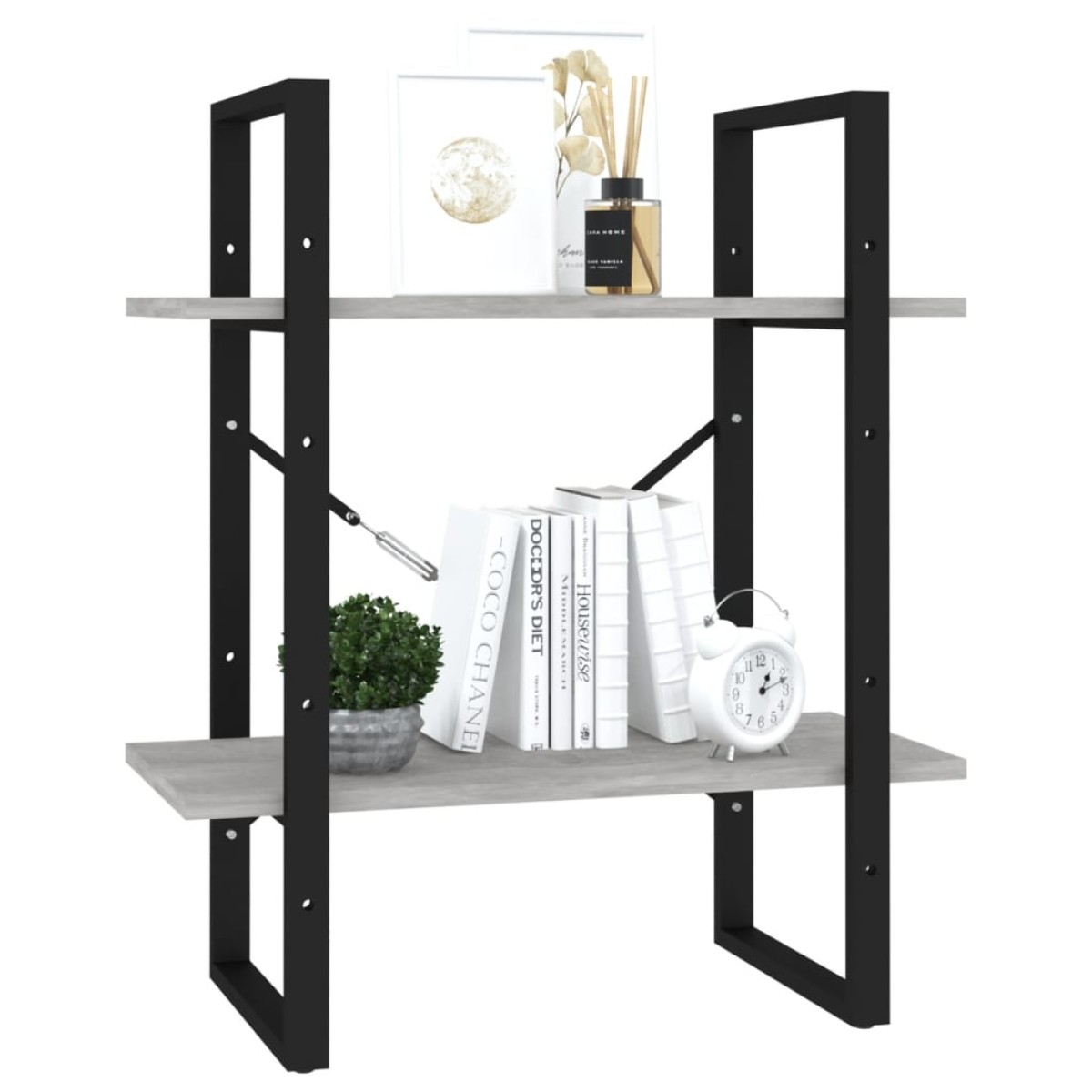 vidaXL Βιβλιοθήκη με 2 Ράφια Γκρι Σκυρ. 60 x 30 x 70 εκ. Μοριοσανίδα