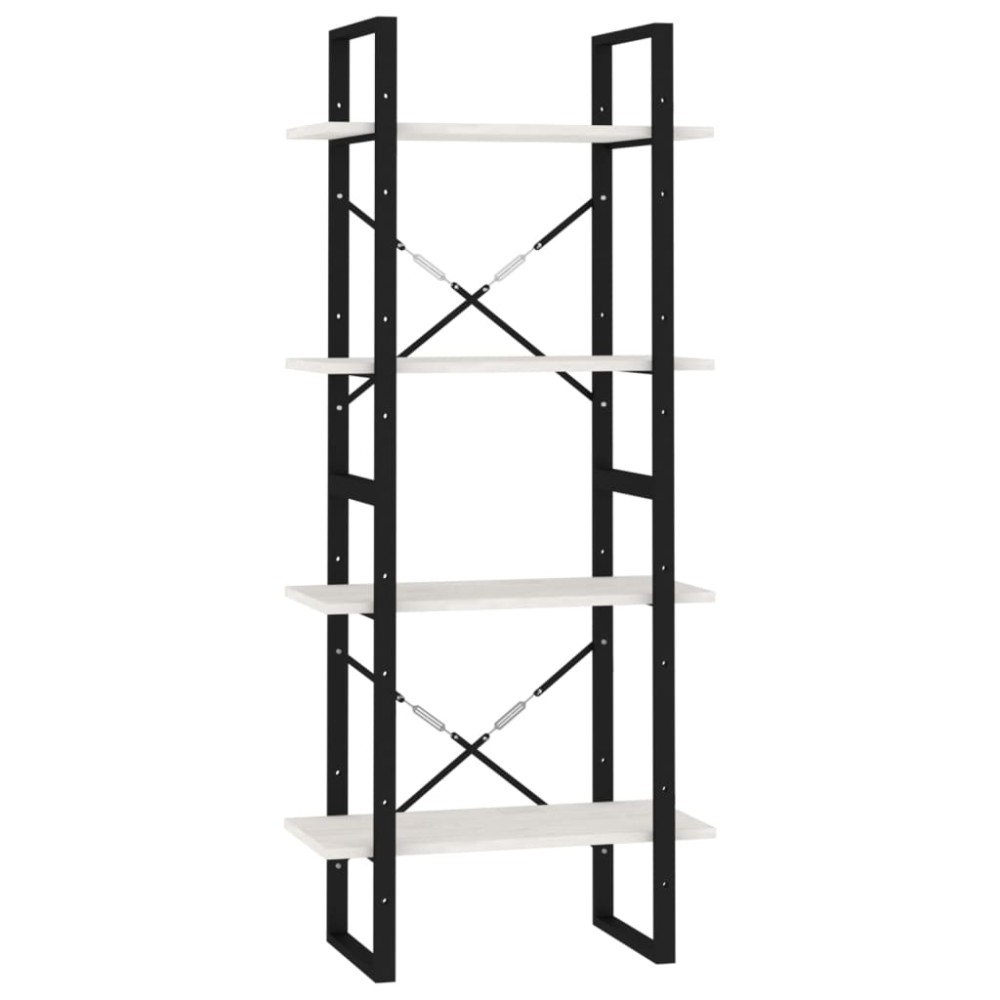 vidaXL Βιβλιοθήκη με 4 Ράφια Λευκή 60x30x140 εκ. από Μασίφ Ξύλο Πεύκου