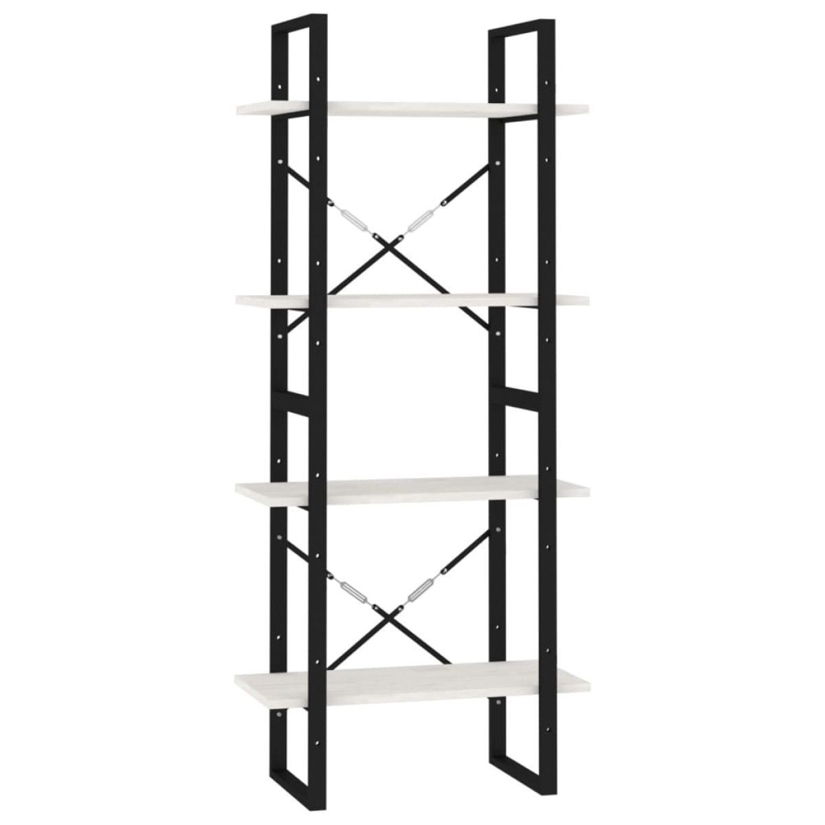 vidaXL Βιβλιοθήκη με 4 Ράφια Λευκή 60x30x140 εκ. από Μασίφ Ξύλο Πεύκου