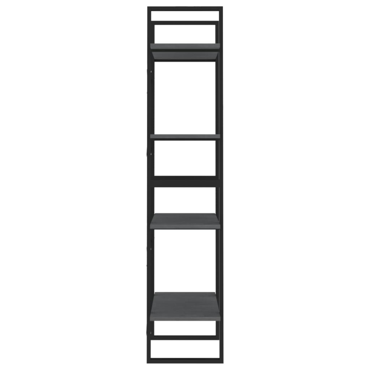 vidaXL Βιβλιοθήκη με 4 Ράφια Γκρι 60x30x140 εκ. από Μασίφ Ξύλο Πεύκου