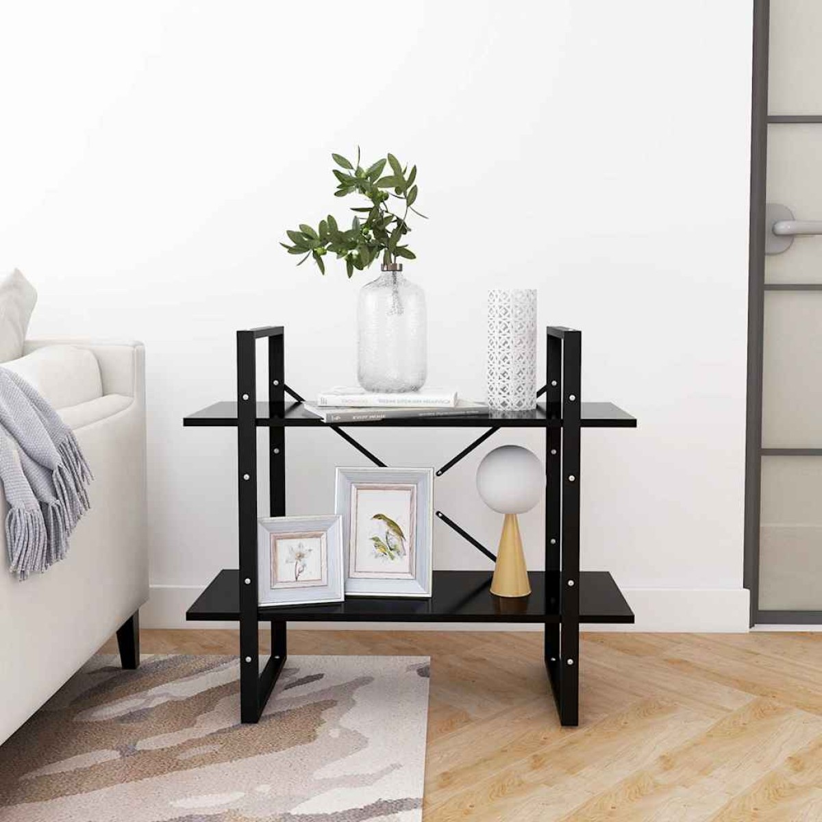 vidaXL Βιβλιοθήκη με 2 Ράφια Μαύρη 80 x 30 x 70 εκ. από Μοριοσανίδα