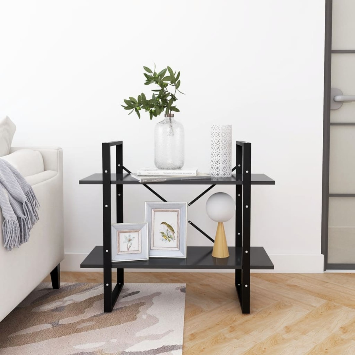 vidaXL Βιβλιοθήκη με 2 Ράφια Γκρι 80 x 30 x 70 εκ. από Μοριοσανίδα