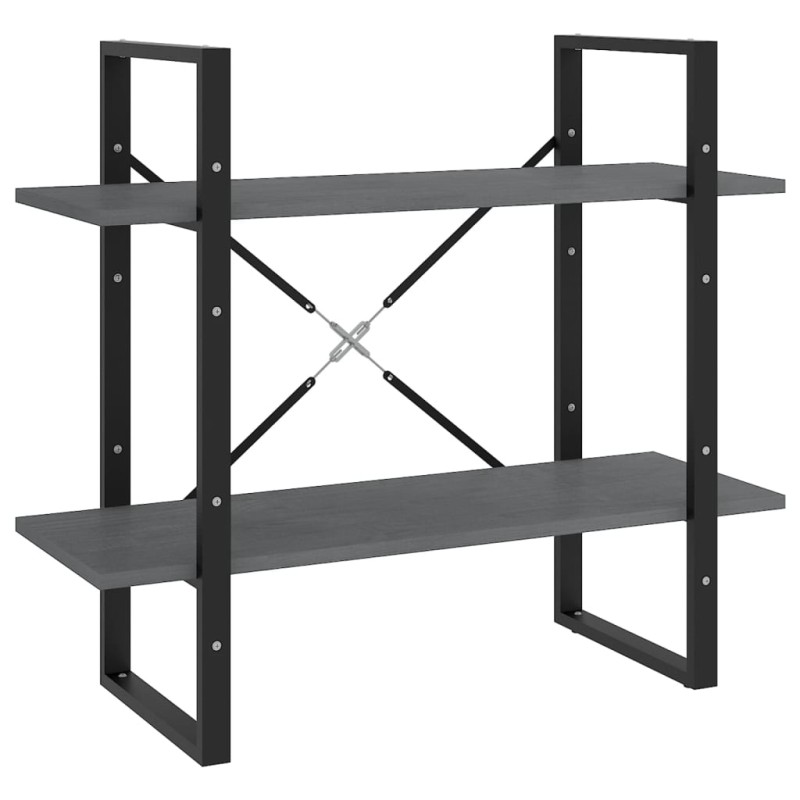 vidaXL Βιβλιοθήκη με 2 Ράφια Γκρι 80 x 30 x 70 εκ. Μασίφ Ξύλο Πεύκου