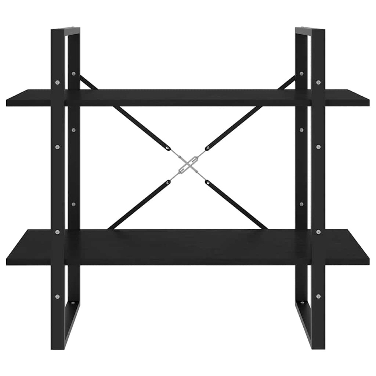 vidaXL Βιβλιοθήκη με 2 Ράφια Μαύρη 80 x 30 x 70 εκ. Μασίφ Ξύλο Πεύκου
