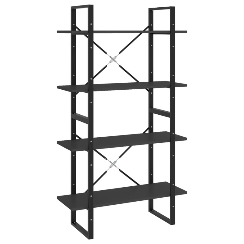 vidaXL Βιβλιοθήκη με 4 Ράφια Γκρι 80 x 30 x 140 εκ. από Επεξ. Ξύλο