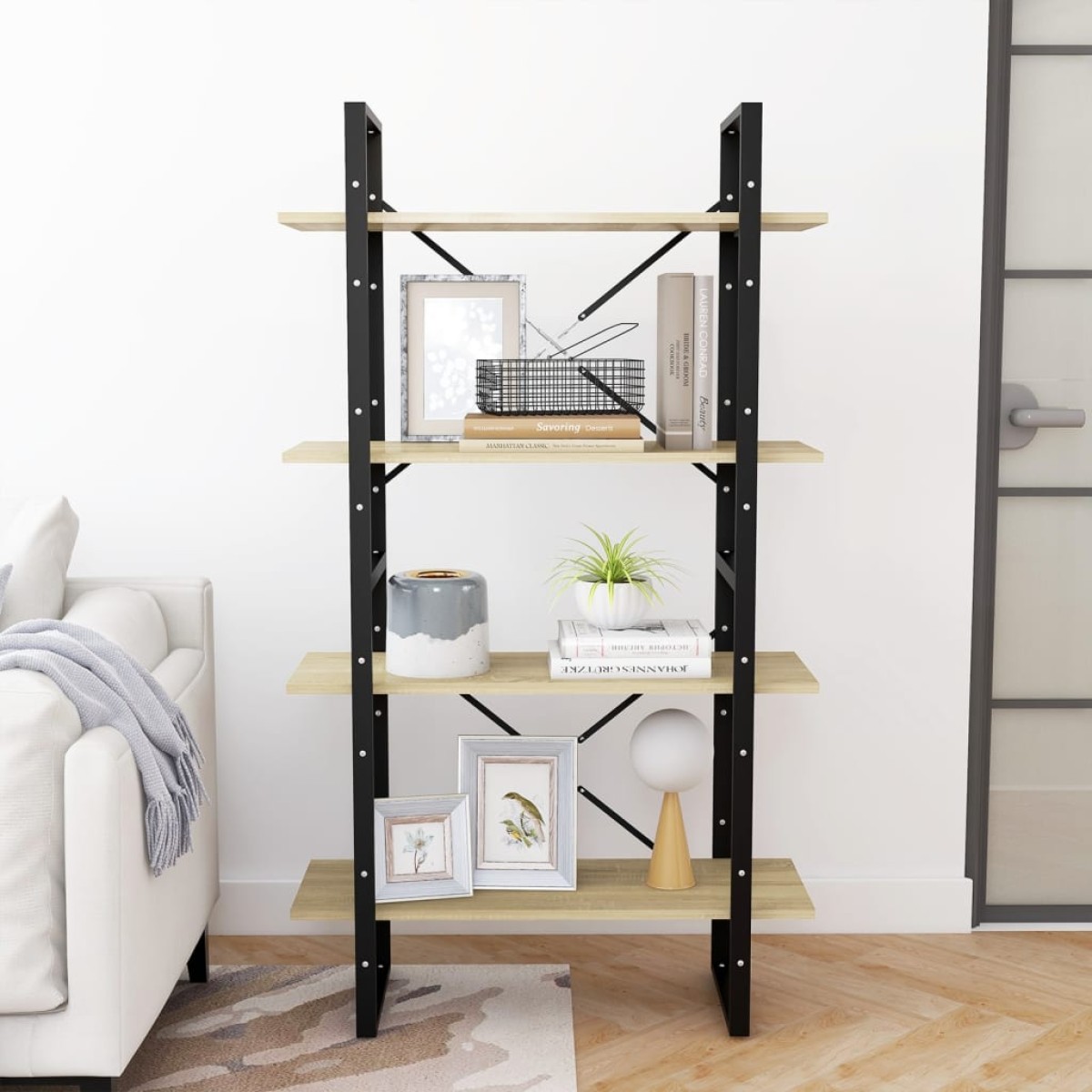 vidaXL Βιβλιοθήκη με 4 Ράφια Sonoma Δρυς 80x30x140 εκ. από Μοριοσανίδα