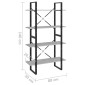 vidaXL Βιβλιοθήκη με 4 Ράφια Γκρι Σκυρ. 80x30x140 εκ. από Μοριοσανίδα