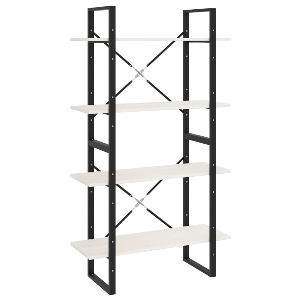 vidaXL Βιβλιοθήκη με 4 Ράφια Λευκή 80 x 30 x 140 εκ. Μασίφ Ξύλο Πεύκου