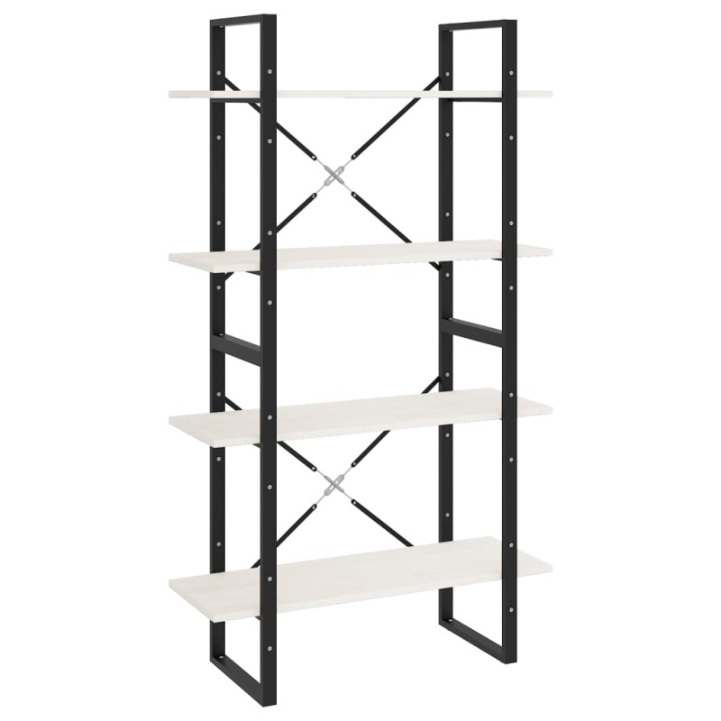 vidaXL Βιβλιοθήκη με 4 Ράφια Λευκή 80 x 30 x 140 εκ. Μασίφ Ξύλο Πεύκου