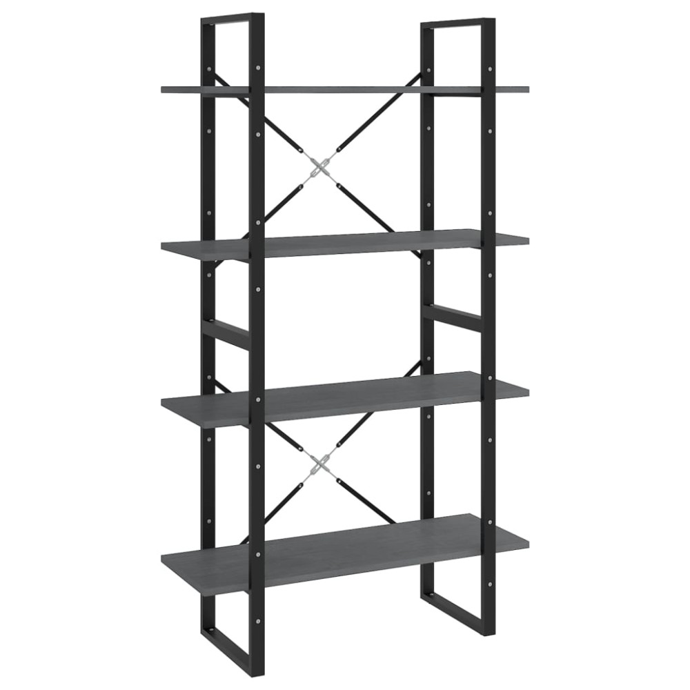vidaXL Βιβλιοθήκη με 4 Ράφια Γκρι 80 x 30 x 140 εκ. Μασίφ Ξύλο Πεύκου