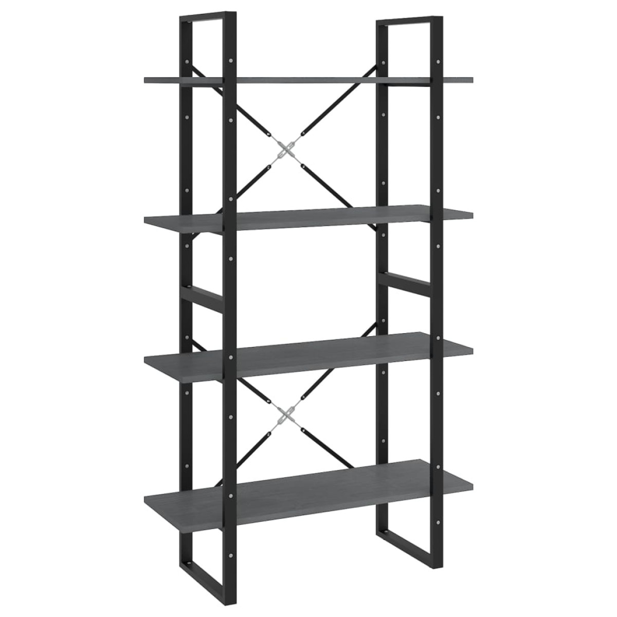 vidaXL Βιβλιοθήκη με 4 Ράφια Γκρι 80 x 30 x 140 εκ. Μασίφ Ξύλο Πεύκου