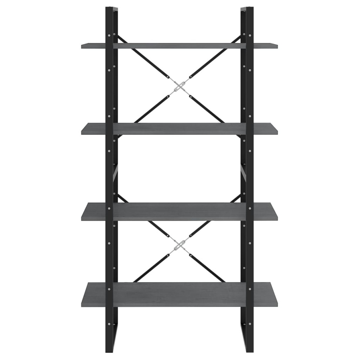 vidaXL Βιβλιοθήκη με 4 Ράφια Γκρι 80 x 30 x 140 εκ. Μασίφ Ξύλο Πεύκου