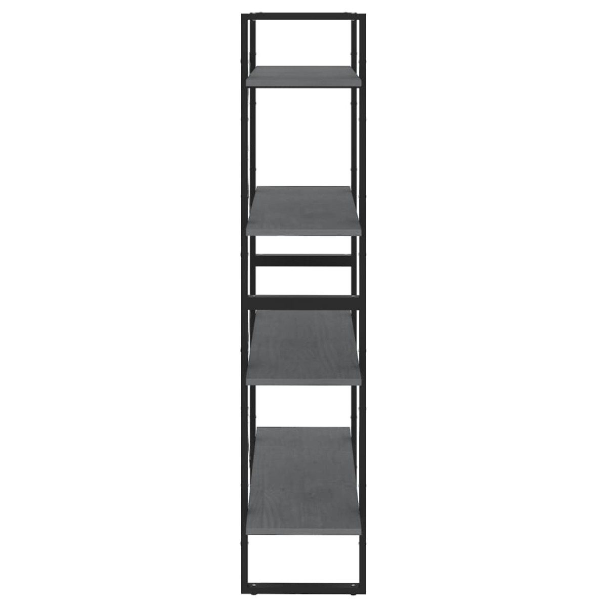 vidaXL Βιβλιοθήκη με 4 Ράφια Γκρι 80 x 30 x 140 εκ. Μασίφ Ξύλο Πεύκου