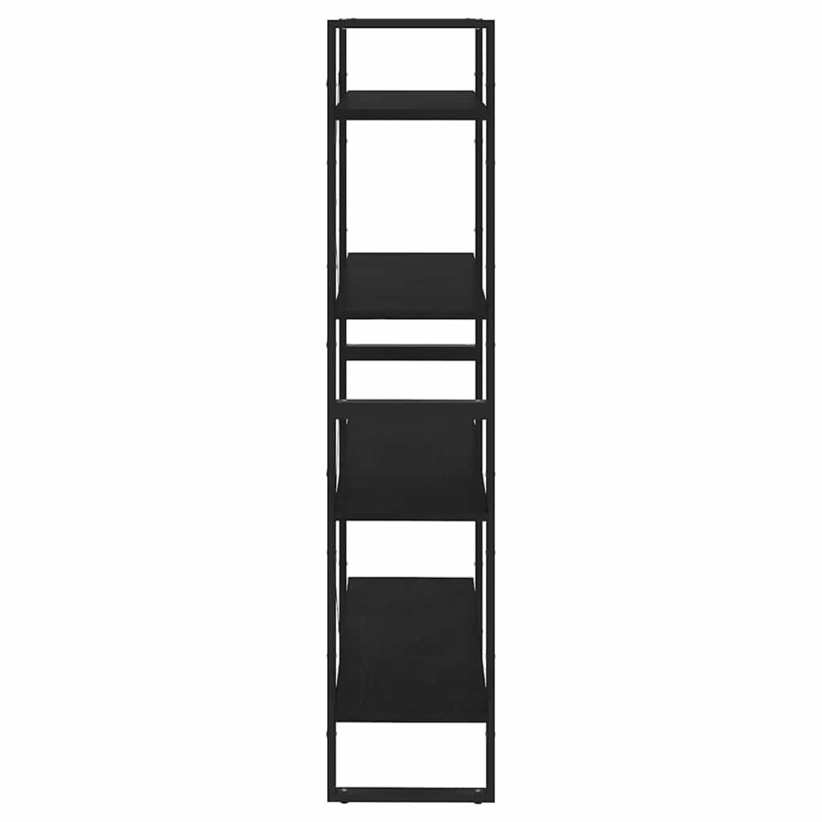 vidaXL Βιβλιοθήκη με 4 Ράφια Μαύρη 80 x 30 x 140 εκ. Μασίφ Ξύλο Πεύκου