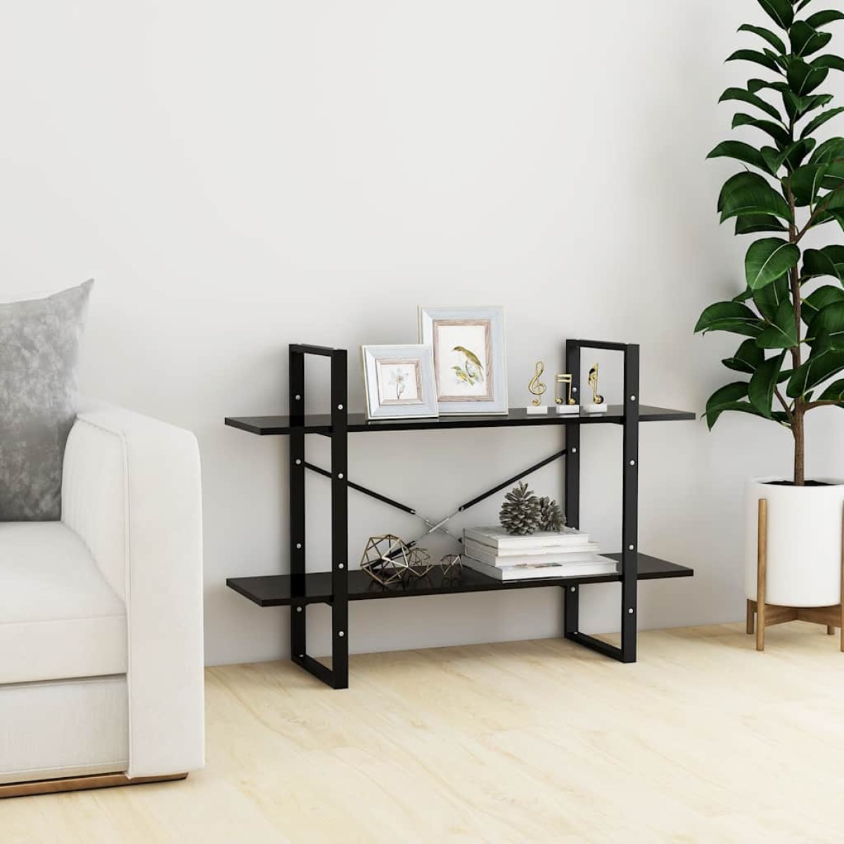 vidaXL Βιβλιοθήκη με 2 Ράφια Μαύρη 100 x 30 x 70 εκ. από Μοριοσανίδα