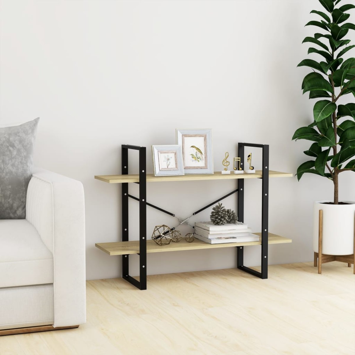 vidaXL Βιβλιοθήκη με 2 Ράφια Sonoma Δρυς 100 x 30 x 70 εκ. Μοριοσανίδα