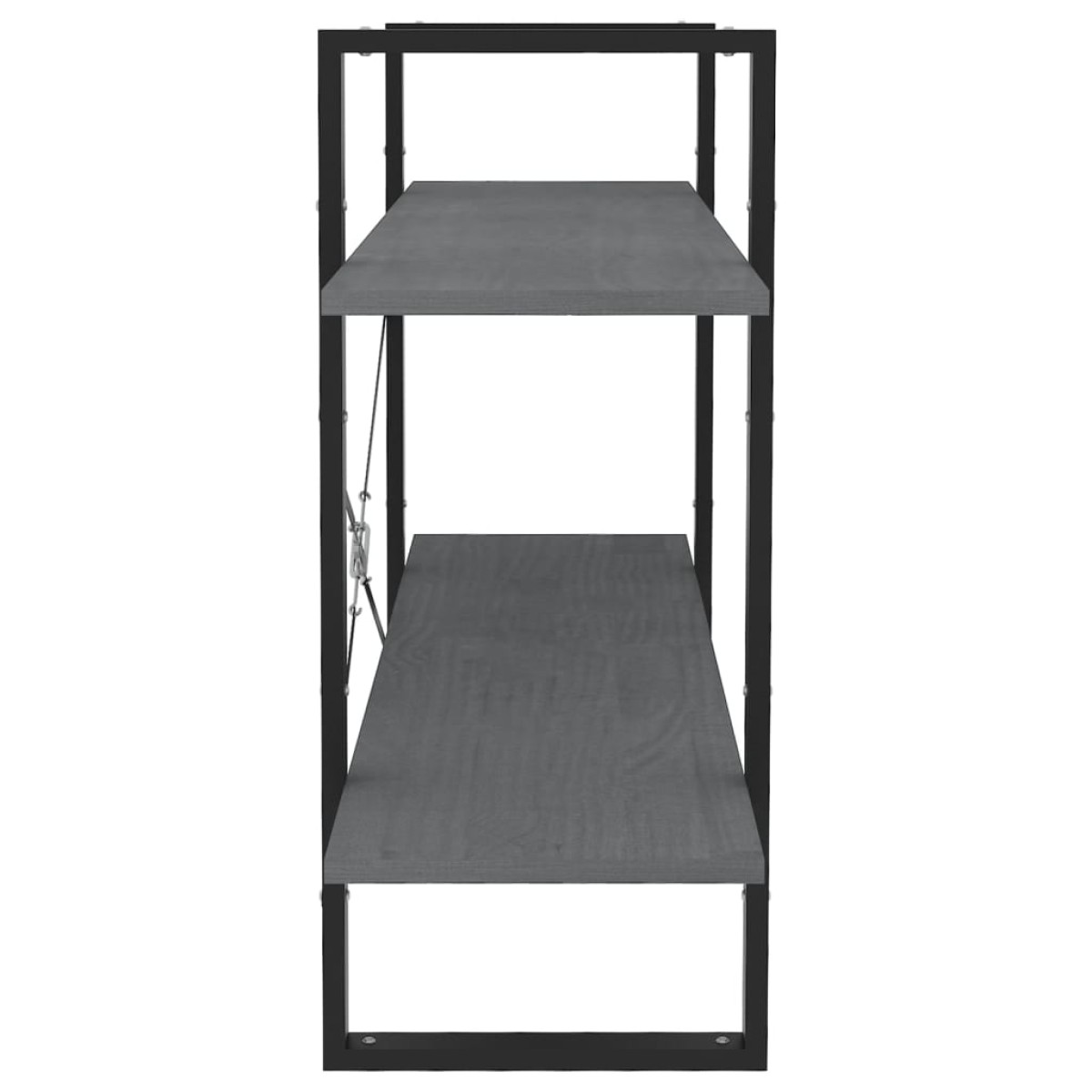 vidaXL Βιβλιοθήκη με 2 Ράφια Γκρι 100x30x70 εκ. από Μασίφ Ξύλο Πεύκου