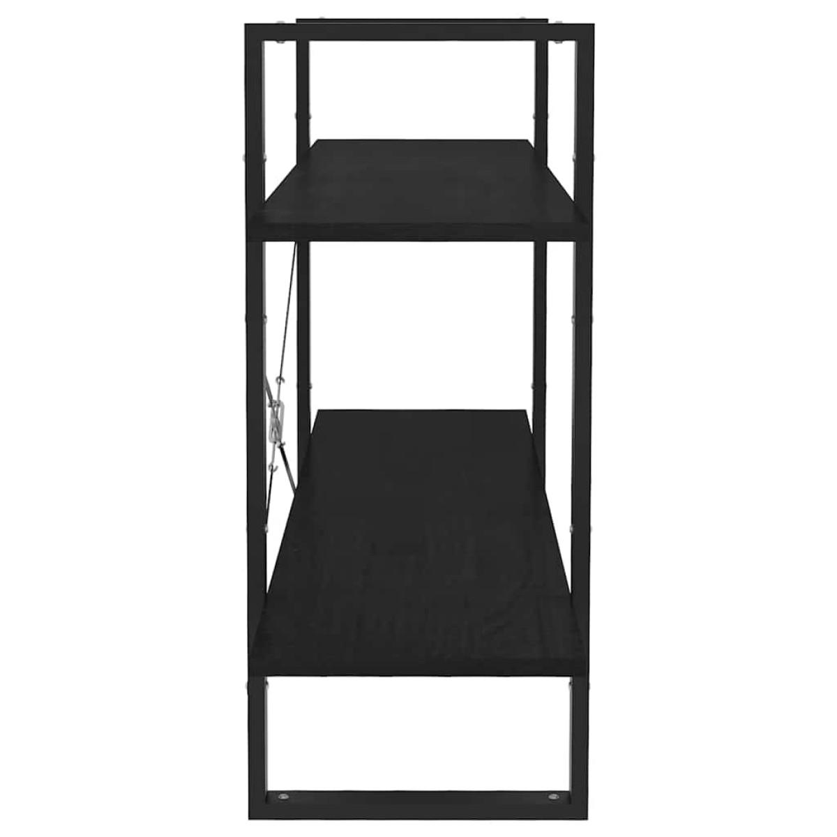 vidaXL Βιβλιοθήκη με 2 Ράφια Μαύρη 100x30x70 εκ. από Μασίφ Ξύλο Πεύκου