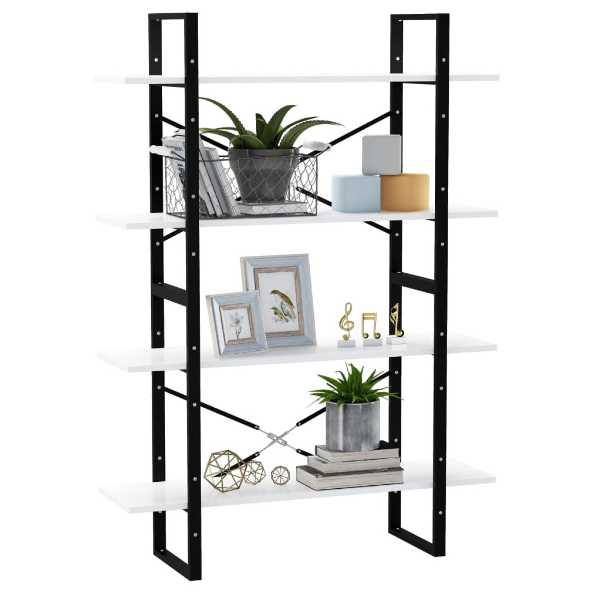 vidaXL Βιβλιοθήκη με 4 Ράφια Λευκή 100 x 30 x 140 εκ. από Μοριοσανίδα