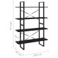 vidaXL Βιβλιοθήκη με 4 Ράφια Μαύρη 100 x 30 x 140 εκ. από Μοριοσανίδα