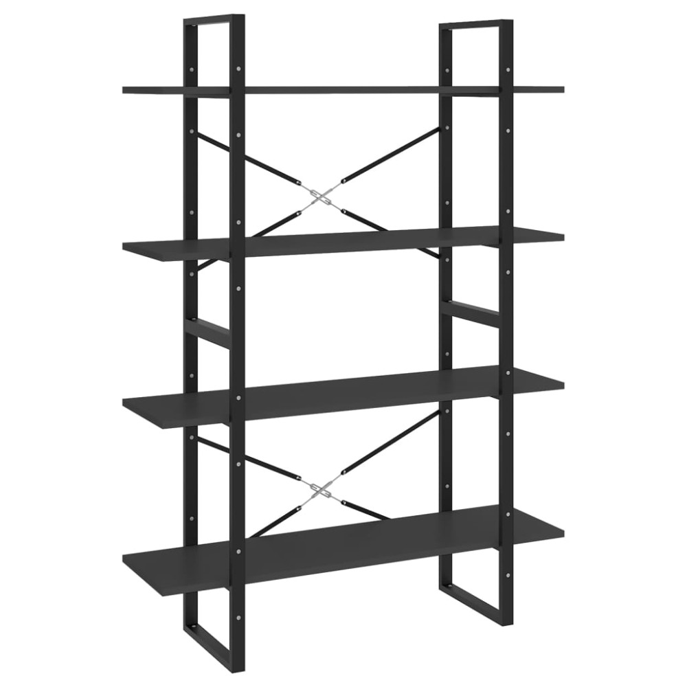 vidaXL Βιβλιοθήκη με 4 Ράφια Γκρι 100 x 30 x 140 εκ. από Επεξ. Ξύλο