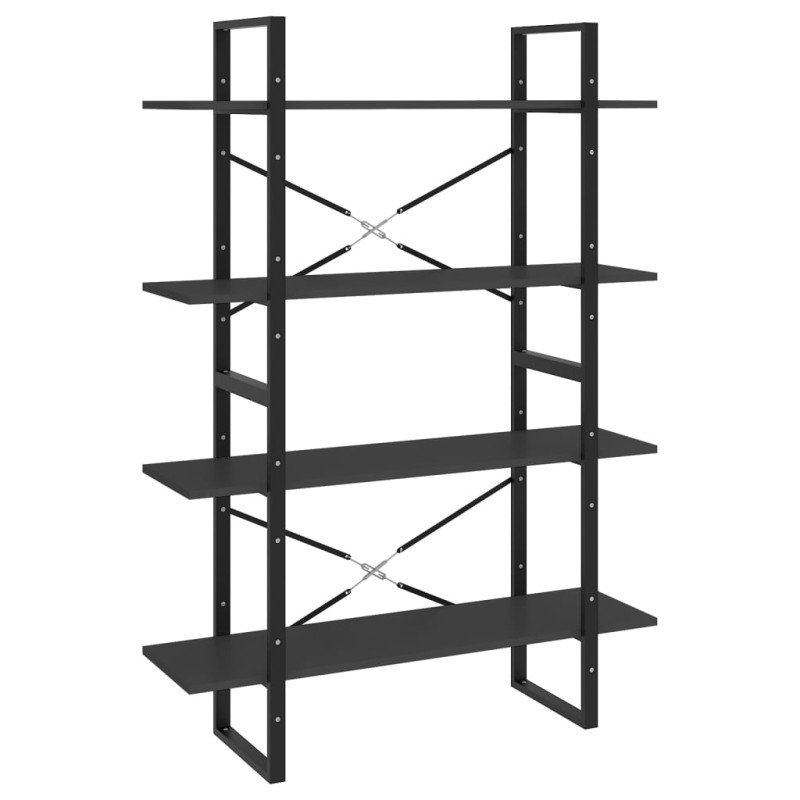 vidaXL Βιβλιοθήκη με 4 Ράφια Γκρι 100 x 30 x 140 εκ. από Επεξ. Ξύλο