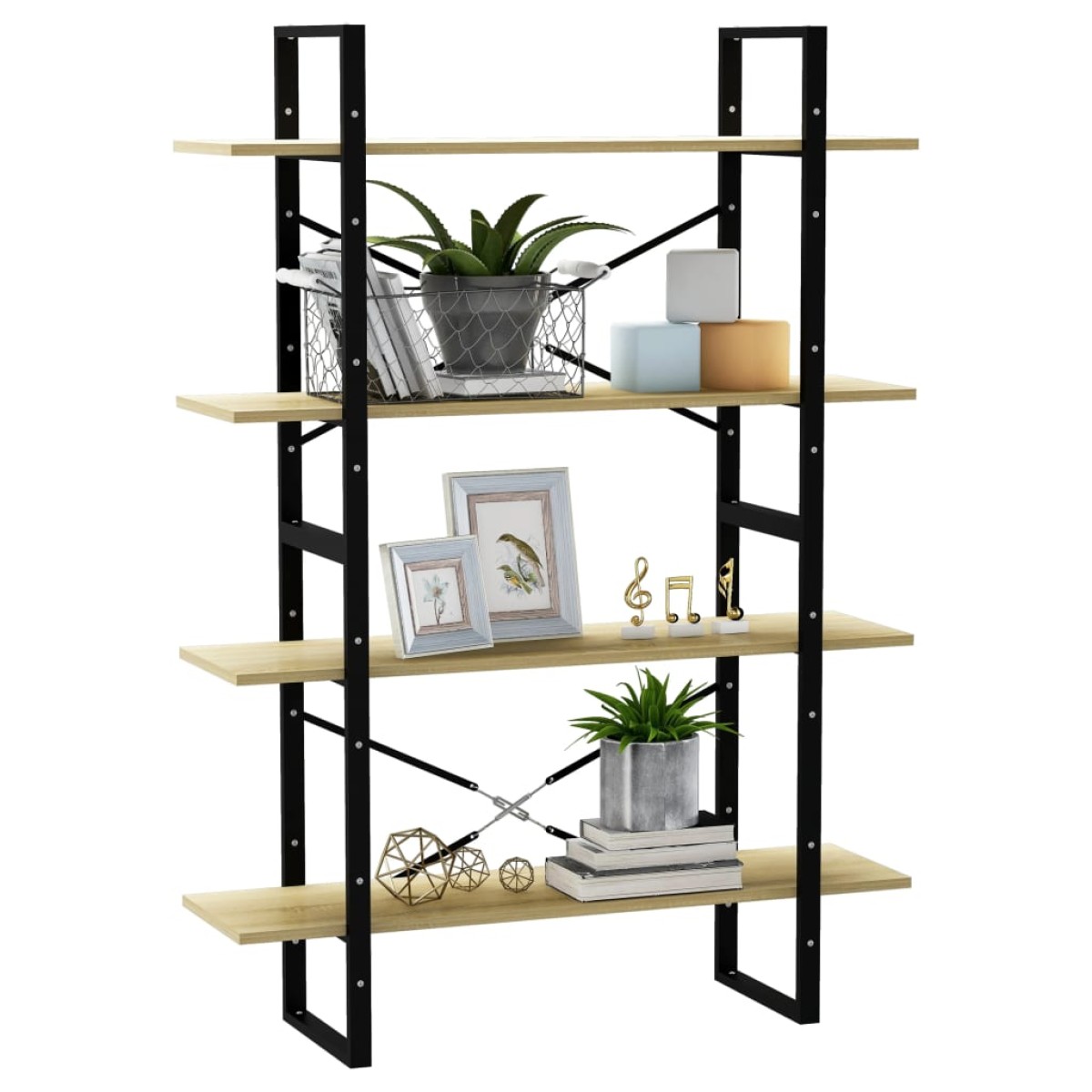 vidaXL Βιβλιοθήκη με 4 Ράφια Sonoma Δρυς 100x30x140 εκ από Μοριοσανίδα